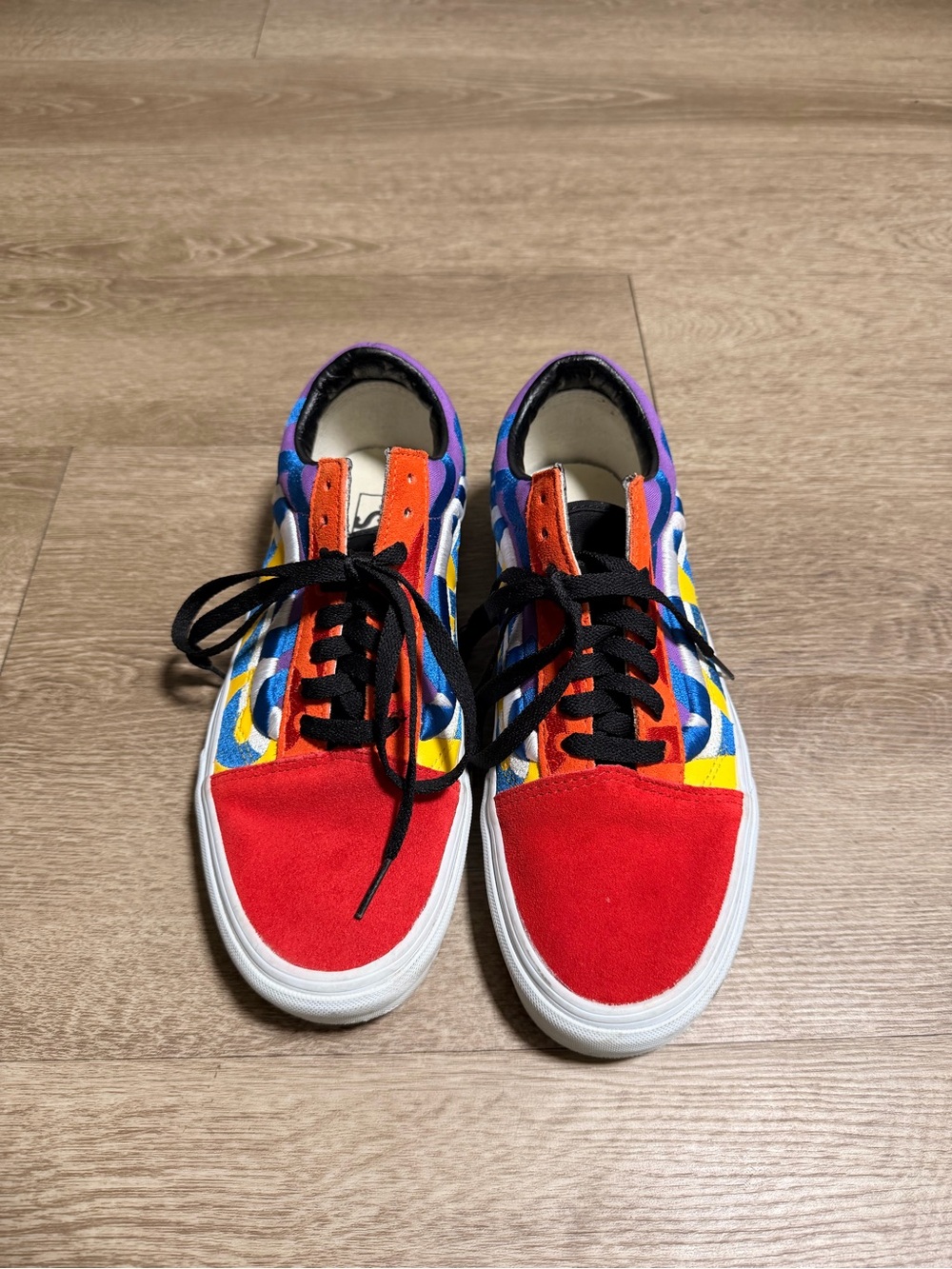 Vans Multi-Color Canvas Sneakers with Red Toe